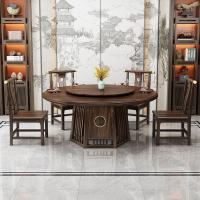 比象木业实木餐桌椅 新中式1.5/2米乌金木圆桌椅子餐厅家具