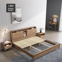 比象木业白醋实木床 北欧1.5/1.8米气压高箱储物单双人婚床